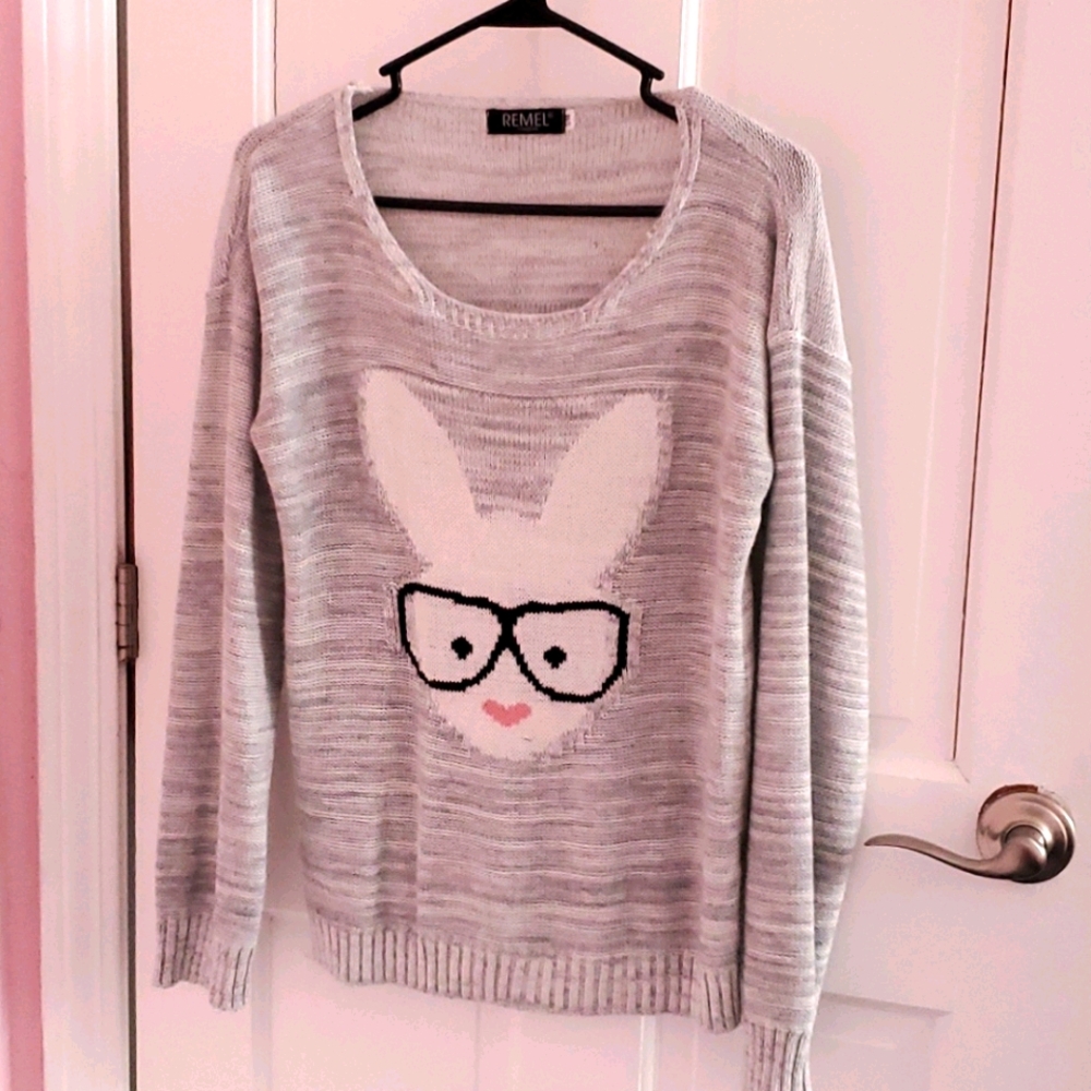Gray bunny sweater